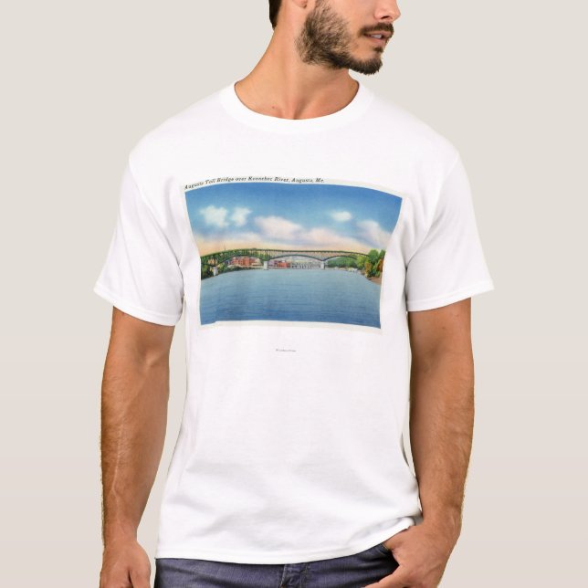 Kennebec Fluss-Ansicht der Augusta-Mautbrücke T-Shirt (Vorderseite)