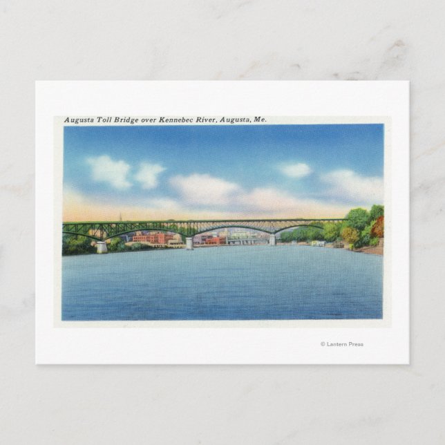 Kennebec River View of the Augusta Toll Bridge Postkarte (Vorderseite)