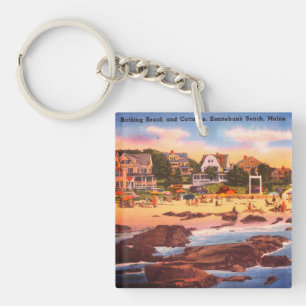 Kennebunk Beach, Maine Vintage Hütten Foto Schlüsselanhänger