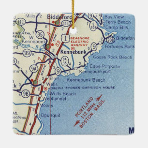 Kennebunk Vintage Karte Keramikornament