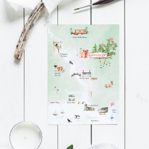 Kennebunkport Maine Illustrierte Hochzeitskarte Einladung