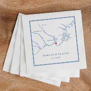 Kennebunkport Maine Map Navy Elegant Wedding Serviette