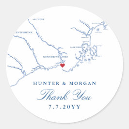 Kennebunkport Maine Map Navy Gastgeschenk Hochzeit Runder Aufkleber