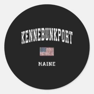 Kennebunkport Maine Me American Flag Sports Runder Aufkleber