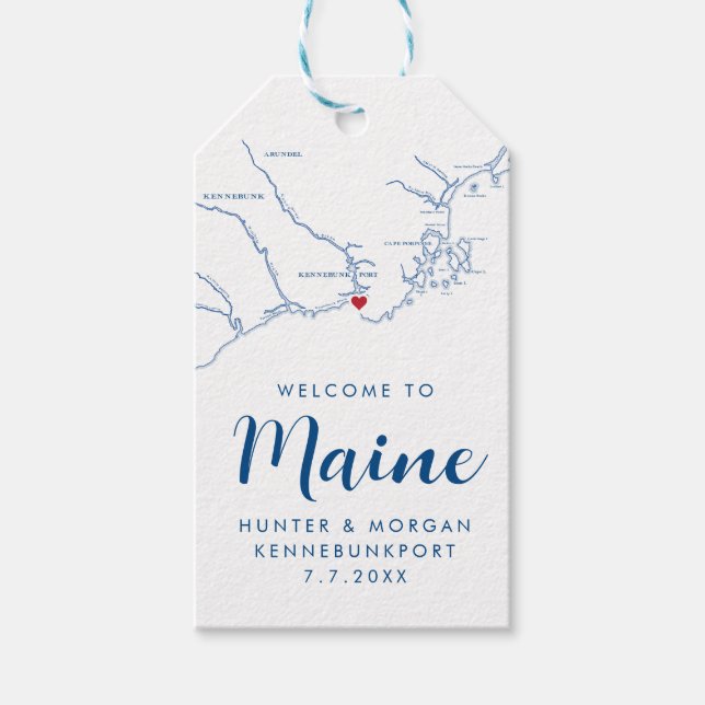 Kennebunkport Maine Minimal Moderne Hochzeit der M Geschenkanhänger (Vorderseite)
