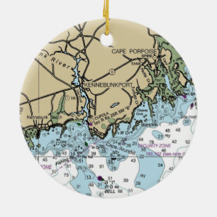 Kennebunkport Maine Nautical Chart Keramik Ornament