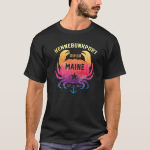 Kennebunkport Maine Souvenir Dirigo Krabbe Regenbo T-Shirt