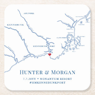 Kennebunkport Maine Wedding Welcome Party Rechteckiger Pappuntersetzer