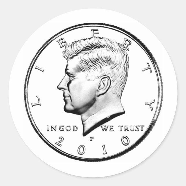 KENNED HALF DOLLAR RUNDER AUFKLEBER (Vorderseite)