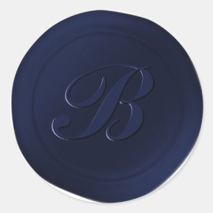 Kennedy Blue 1 Buchstabe Monogramm Wachssiegel Auf Runder Aufkleber