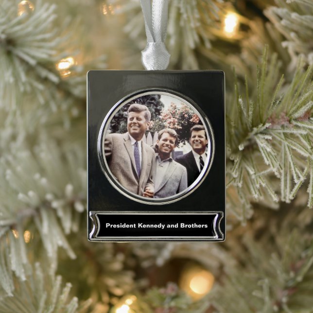 Kennedy Brothers, Präsident John, Robert & Ted Banner-Ornament Silber (Baum)