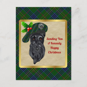 Kennedy Clan Abzeichen & Tartan Weihnachts Postkar Postkarte