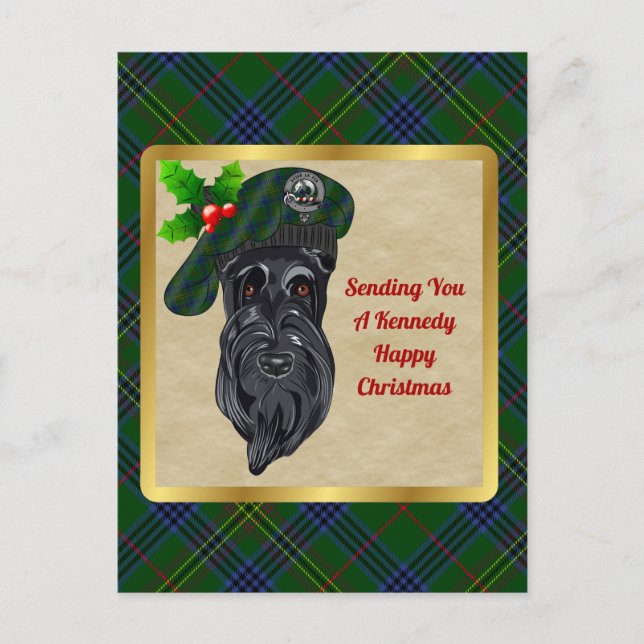 Kennedy Clan Abzeichen & Tartan Weihnachts Postkar Postkarte (Vorderseite)