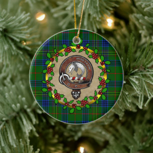 Kennedy-Clan-Abzeichen und -Tartan personalisierte Keramik Ornament