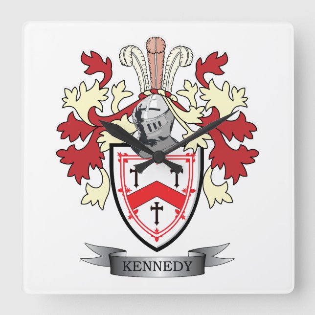 Kennedy-Familienwappen-Wappen Quadratische Wanduhr (Vorderseite)