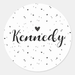 Kennedy Name Sticker Minimal Modernes Herz gespren