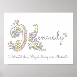 Kennedy Name und Bedeutung doodle Initial Art Post Poster