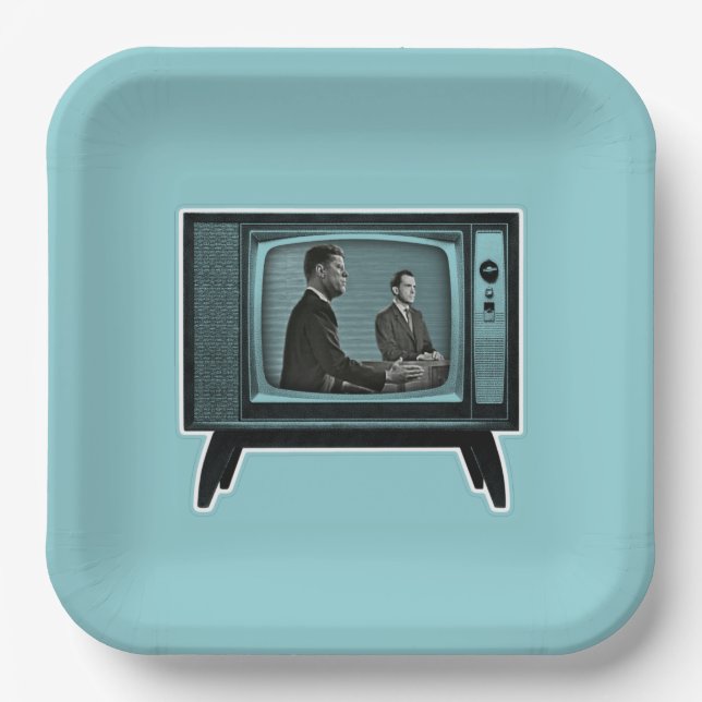 Kennedy Nixon 1960 Fernsehdebatte Pappteller (Vorderseite)