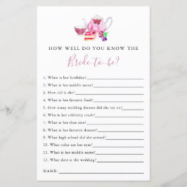 kennen das Brautparty Game Tea Party