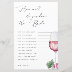 Kennen Sie den Bride Vino vor Vows Bridal Game?