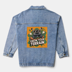 Kennen Sie Ihr Terrain Grüner 4x4 Geländewagen Car Jeansjacke