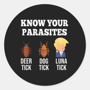 Kennen Sie Ihre Parasiten Anti-Trump Funny Tick Re Runder Aufkleber
