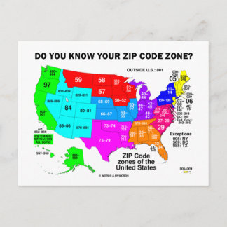Kennen Sie Ihre Zip Code Zone? (US-Karte) Postkarte