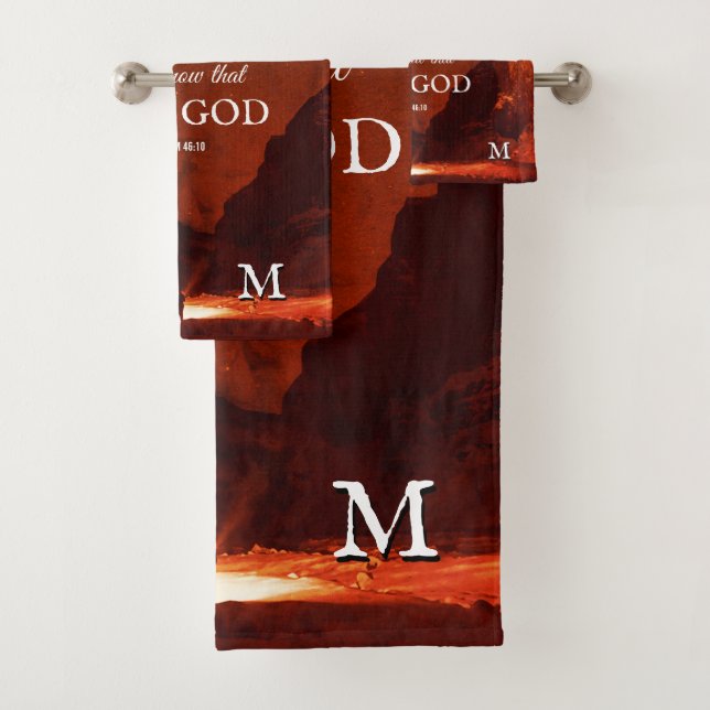 KENNEN SIE Psalm 46:10 Christliche Monogramm noch  Badhandtuch Set (Insitu)