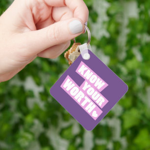 Kennen Sie sich Ihre Liebe mehr Slogan pink Schlüsselanhänger