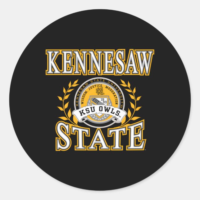 Kennesaw Staat Owls Laurels Runder Aufkleber (Vorderseite)