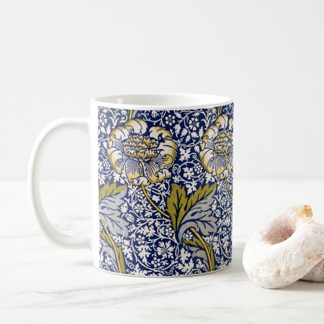 Kennet von William Morris, Vintage Textilkunst Kaffeetasse (Mit Donut)