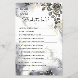 Kennst du die Bride Black Rose Shower Game Card? Flyer