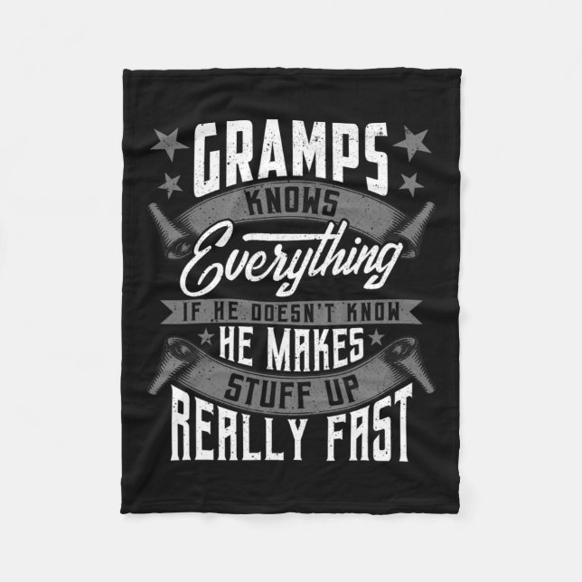 Kennt alles Funny Gramps Fathers Day Geschenke. Fleecedecke (Vorderseite)