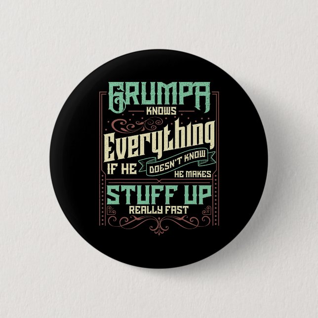Kennt alles Funny Grumpa Vatertag Geschenke Button (Vorderseite)