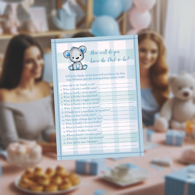 Kennt Daddy Best Niedlich Grey Bären Boy Shower Ga Einladung (Von Creator hochgeladen)