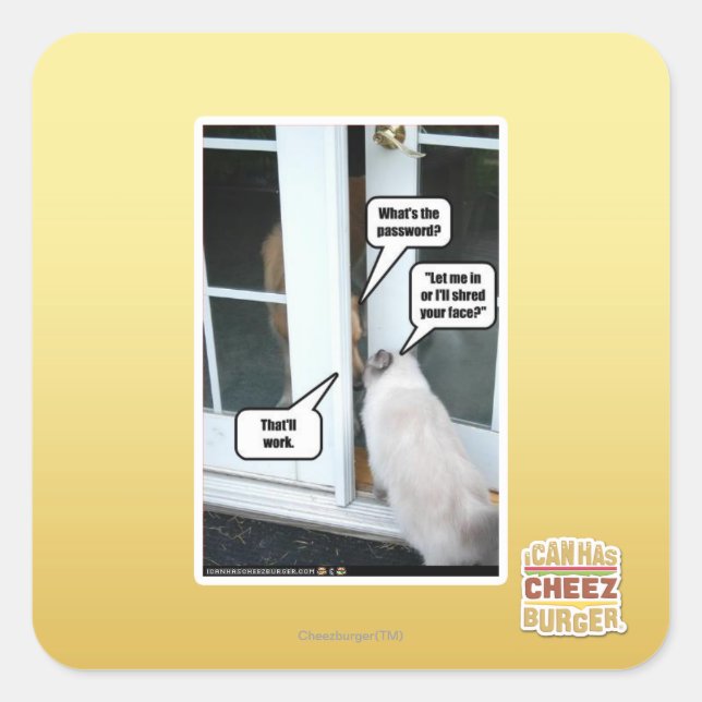 Kennwort bitte quadratischer aufkleber (Vorderseite)