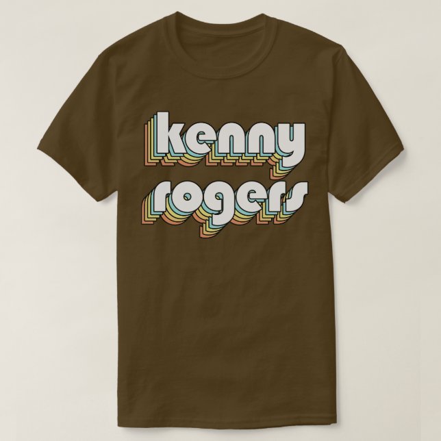 Kenny Rogers Retro Rainbow Typografie Faded Style T-Shirt (Design vorne)