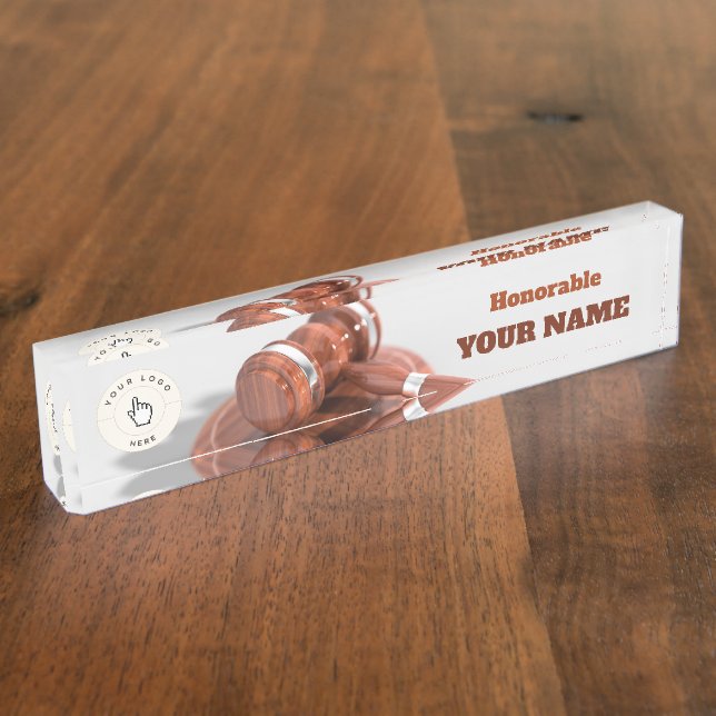 Kennzeichen des Ehrlichen Richters Gavel Desk Namensplakette (Seite)