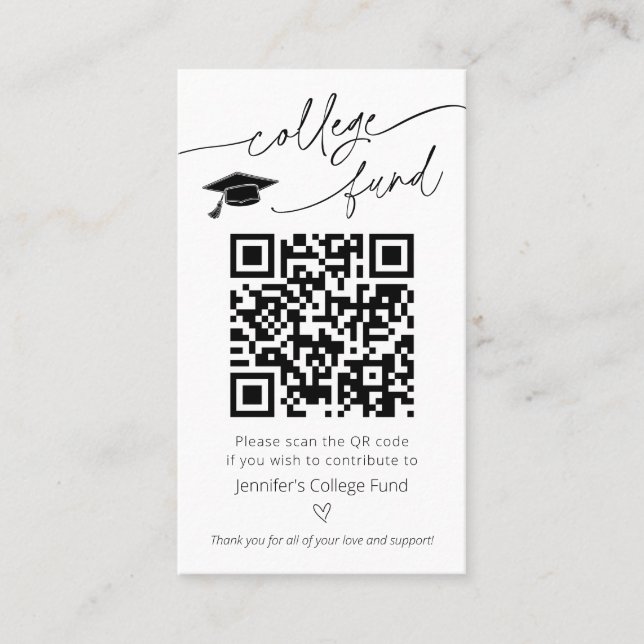 Kennzeichen des Uni Fund QR Visitenkarte (Vorderseite)