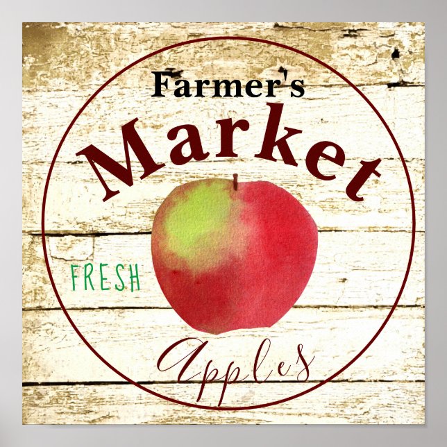 Kennzeichen für Äpfel auf dem Bauernmarkt Poster (Vorne)