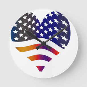 kennzeichnen Sie Truppestreifen der USA-Herz-Liebe Runde Wanduhr