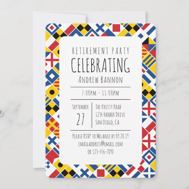 Kennzeichnung der Nautischen Signalflagge Einladung (Vorderseite)