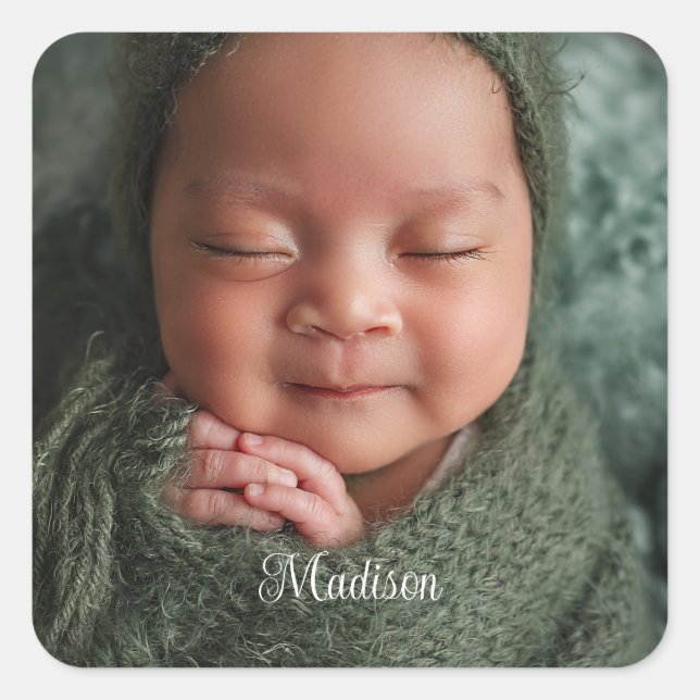 Kennzeichnung von Baby/Neugeborenen/Kind Quadratischer Aufkleber (Vorderseite)