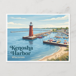 Kenosha Hafen und Southport Leuchtturm Wisconsin Postkarte