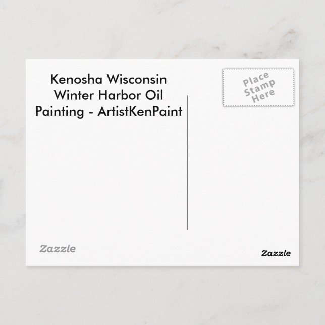 Kenosha Wisconsin Winter Harbour Oil Painting Postkarte (Rückseite)