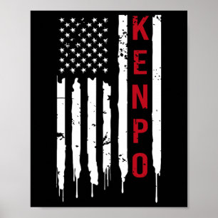 Kenpo Karate Amerikanische Flagge für Frauen Männe Poster