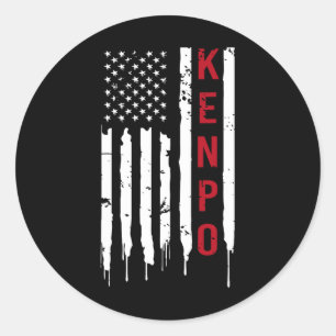Kenpo Karate Amerikanische Flagge für Frauen Männe Runder Aufkleber