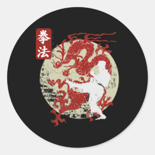 Kenpo Karate Dragon Symbol Runder Aufkleber