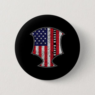Kenpo Karate Fighter Patriotic Novel Button