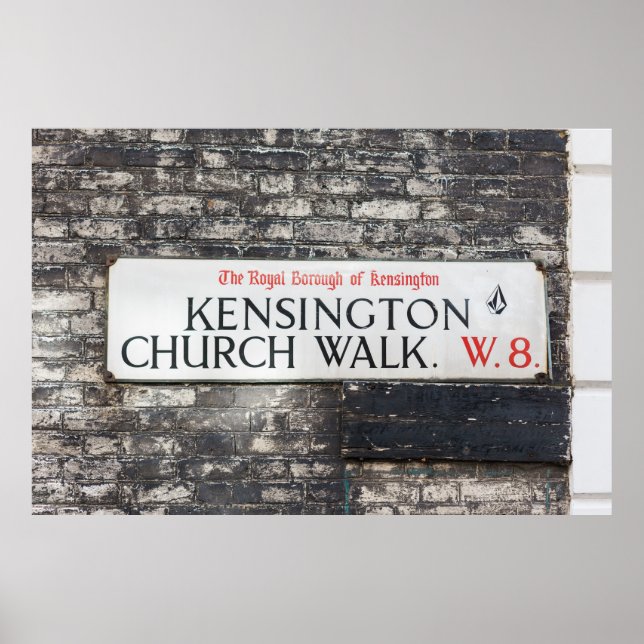 KENSINGTON CHURCH WALK W8 - STRASSENZEICHEN LONDON POSTER (Vorne)